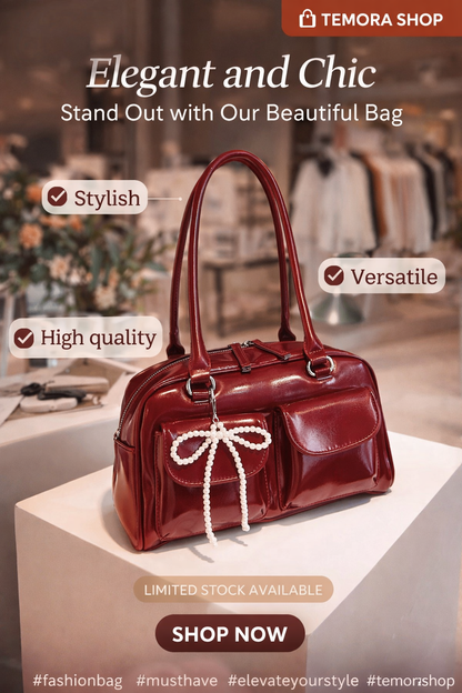 Temora Bow Shoulder Bag - Korean Fashion Pillow Bag for Women