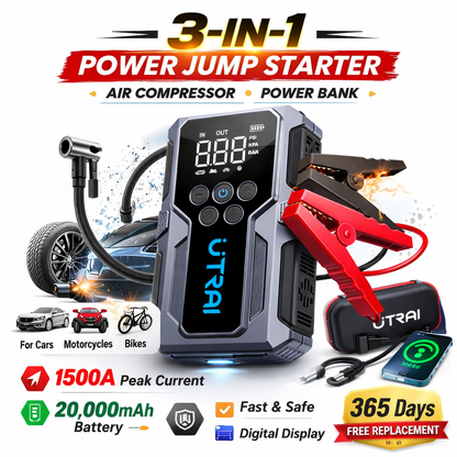 UTRAI 1500A Car Jump Starter Power Bank with 150PSI Air Pump - Emergency Battery Booster