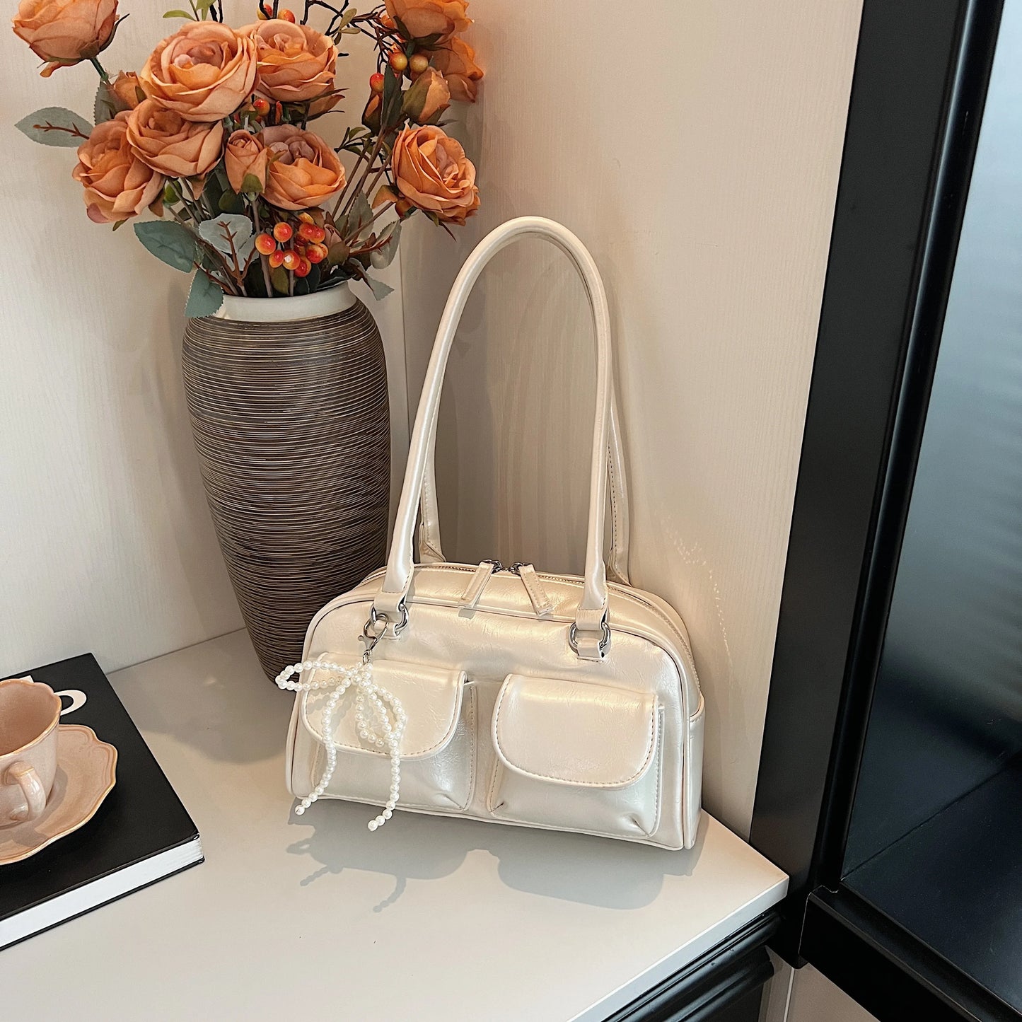 Temora Bow Shoulder Bag - Korean Fashion Pillow Bag for Women