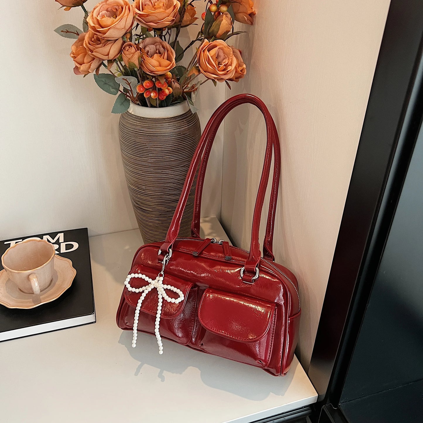Temora Bow Shoulder Bag - Korean Fashion Pillow Bag for Women