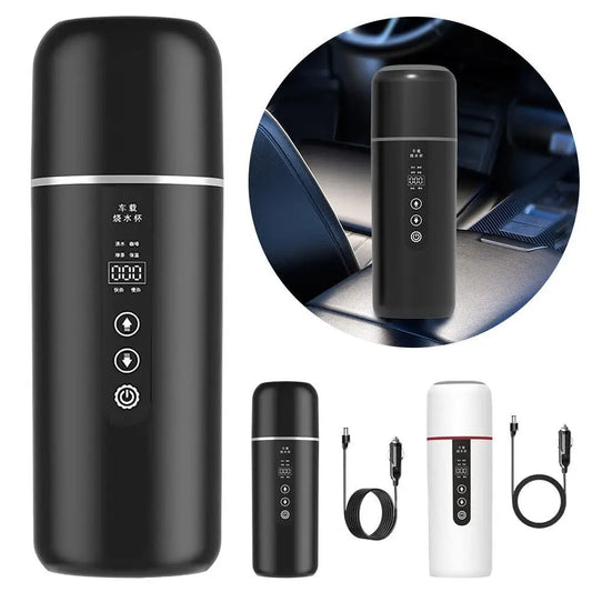 500ML Portable Car Electric Kettle 12V/24V - Smart Temperature Control Travel Mug with OLED Display