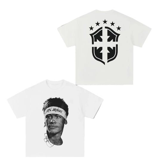 Neymar American Football Star Print T-Shirt - 100% Cotton Oversized Streetwear Tee for Men & Women