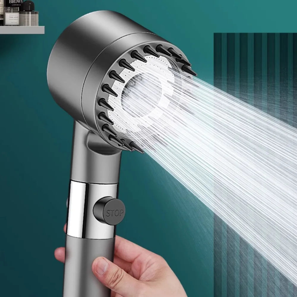 Premium 3-Mode High Pressure Shower Head with Built-In Filter & Massage Brush - Transform Your Daily Shower Experience