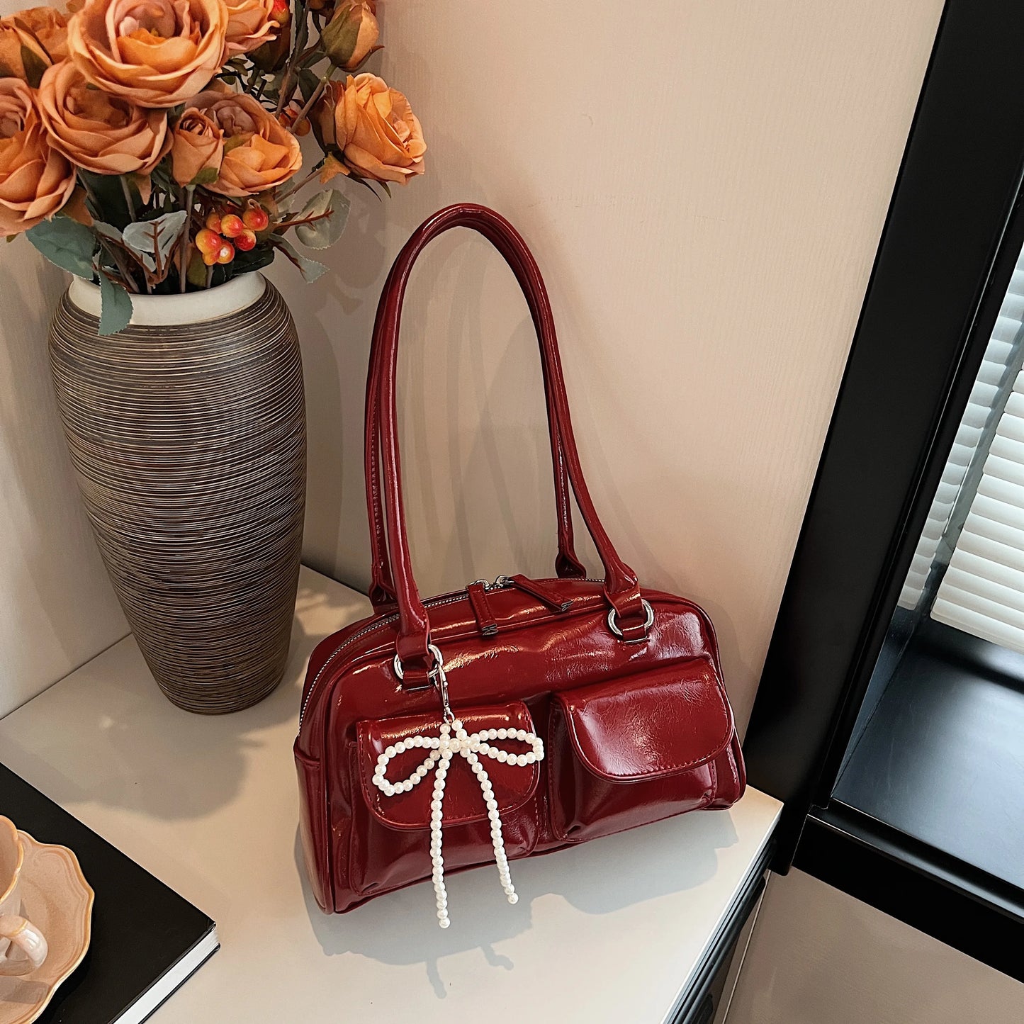Temora Bow Shoulder Bag - Korean Fashion Pillow Bag for Women