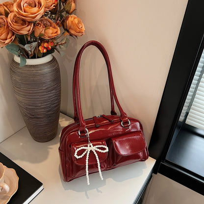 Temora Bow Shoulder Bag - Korean Fashion Pillow Bag for Women