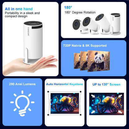 Projetor Portátil Magcubic HY300 Pro 8K - 290 ANSI Android 14 WiFi6 BT5.4