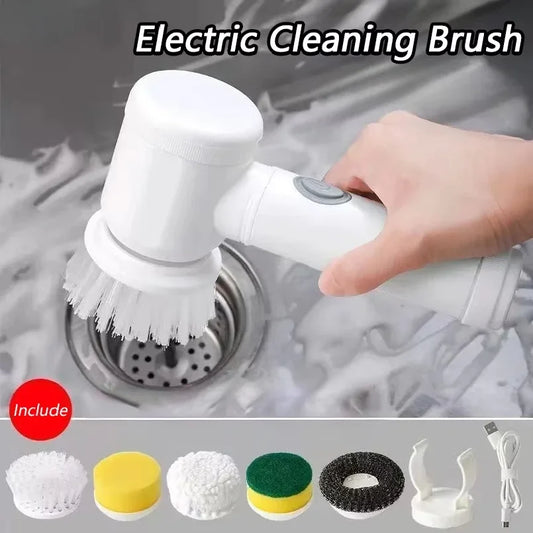 Temora Electric Spin Scrubber | 5-in-1 Rechargeable Power Cleaning Brush for Bathroom & Kitchen