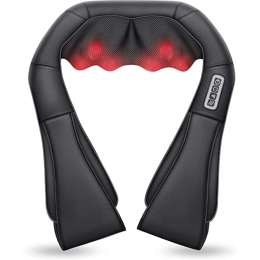 Temora Shiatsu Neck & Shoulder Massager - Heated Deep Kneading Massage Pillow