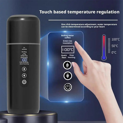 500ML Portable Car Electric Kettle 12V/24V - Smart Temperature Control Travel Mug with OLED Display