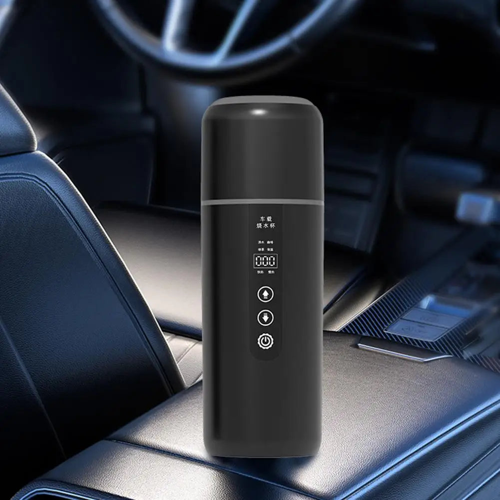 500ML Portable Car Electric Kettle 12V/24V - Smart Temperature Control Travel Mug with OLED Display