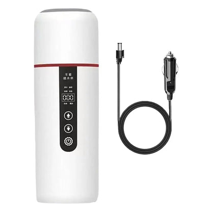 500ML Portable Car Electric Kettle 12V/24V - Smart Temperature Control Travel Mug with OLED Display