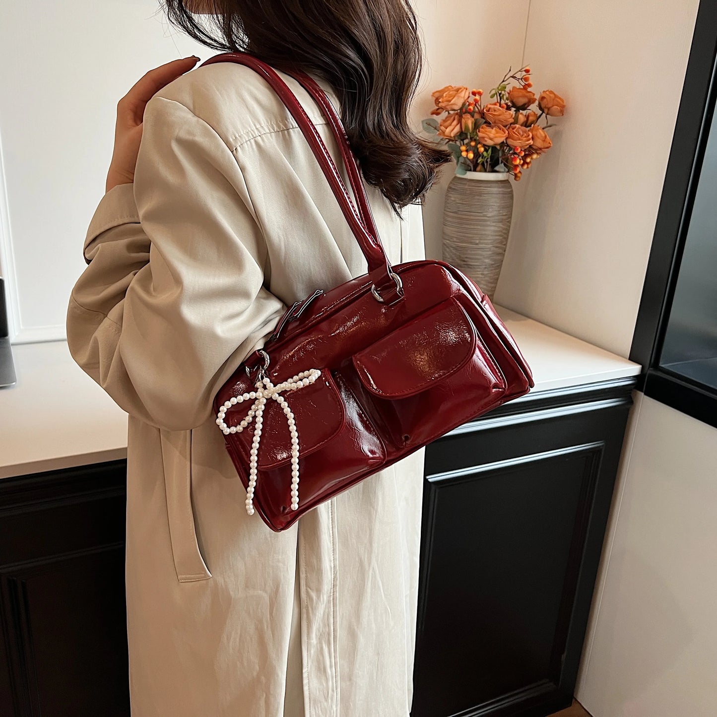 Temora Bow Shoulder Bag - Korean Fashion Pillow Bag for Women