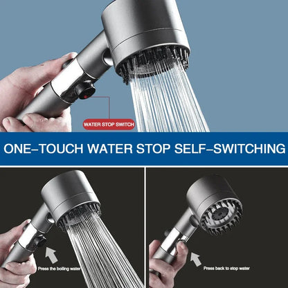 Premium 3-Mode High Pressure Shower Head with Built-In Filter & Massage Brush - Transform Your Daily Shower Experience