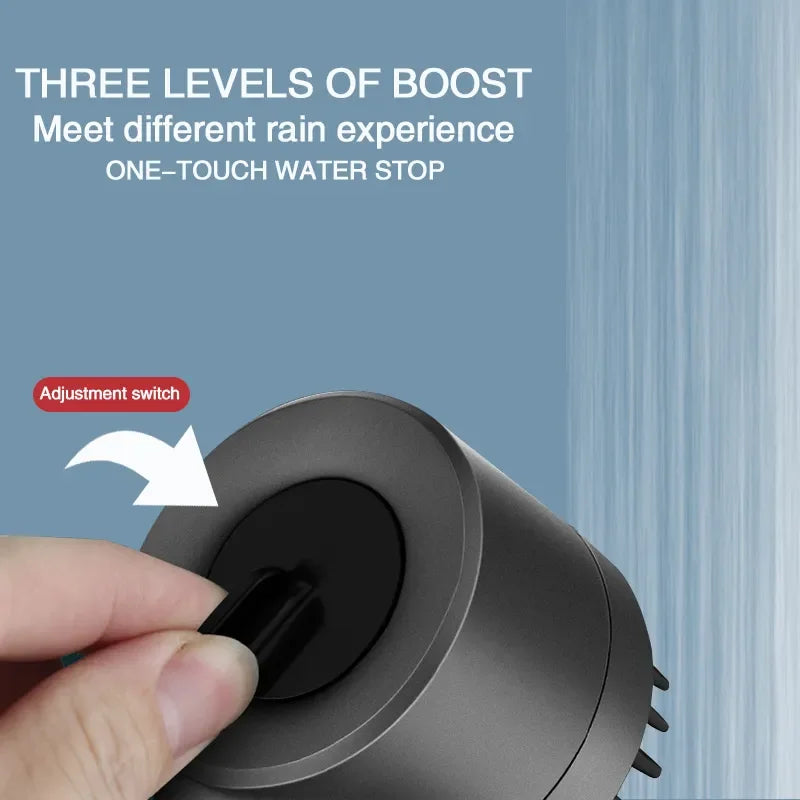 Premium 3-Mode High Pressure Shower Head with Built-In Filter & Massage Brush - Transform Your Daily Shower Experience