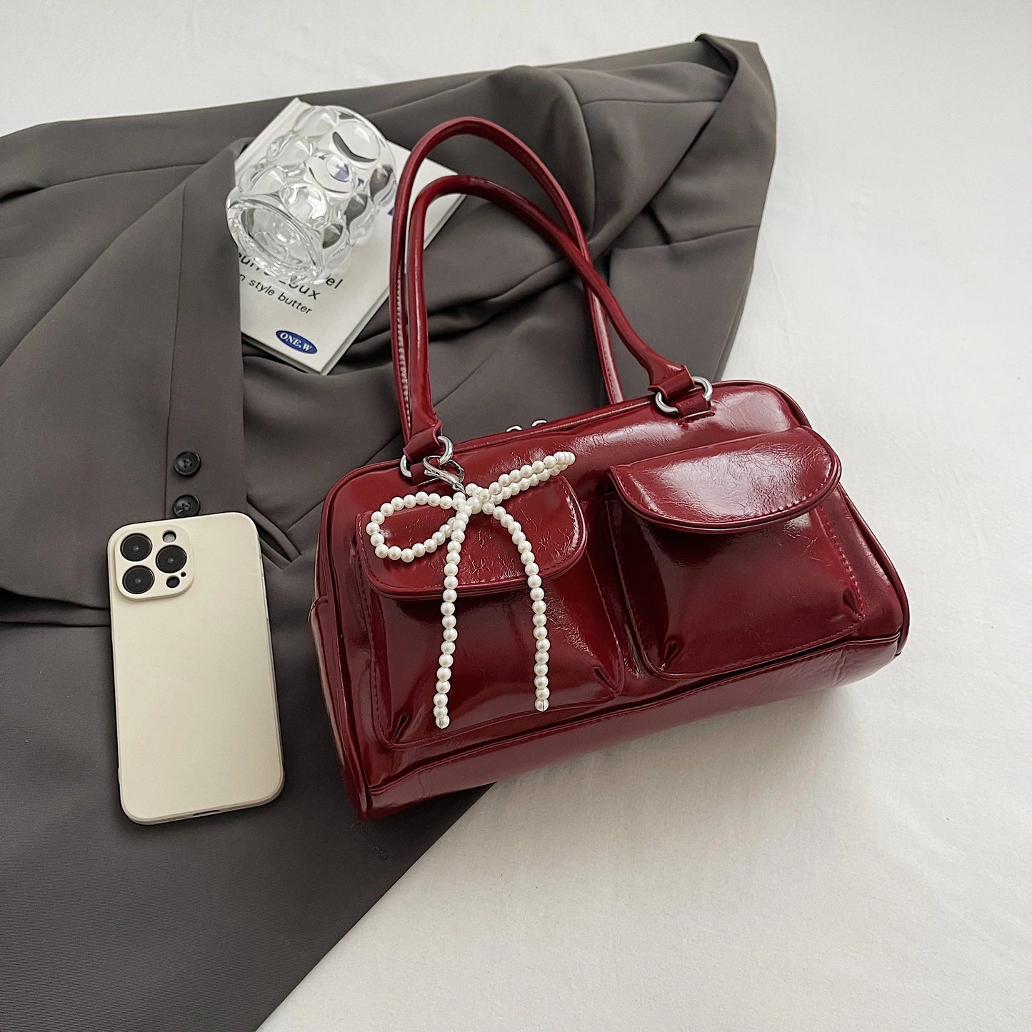 Temora Bow Shoulder Bag - Korean Fashion Pillow Bag for Women