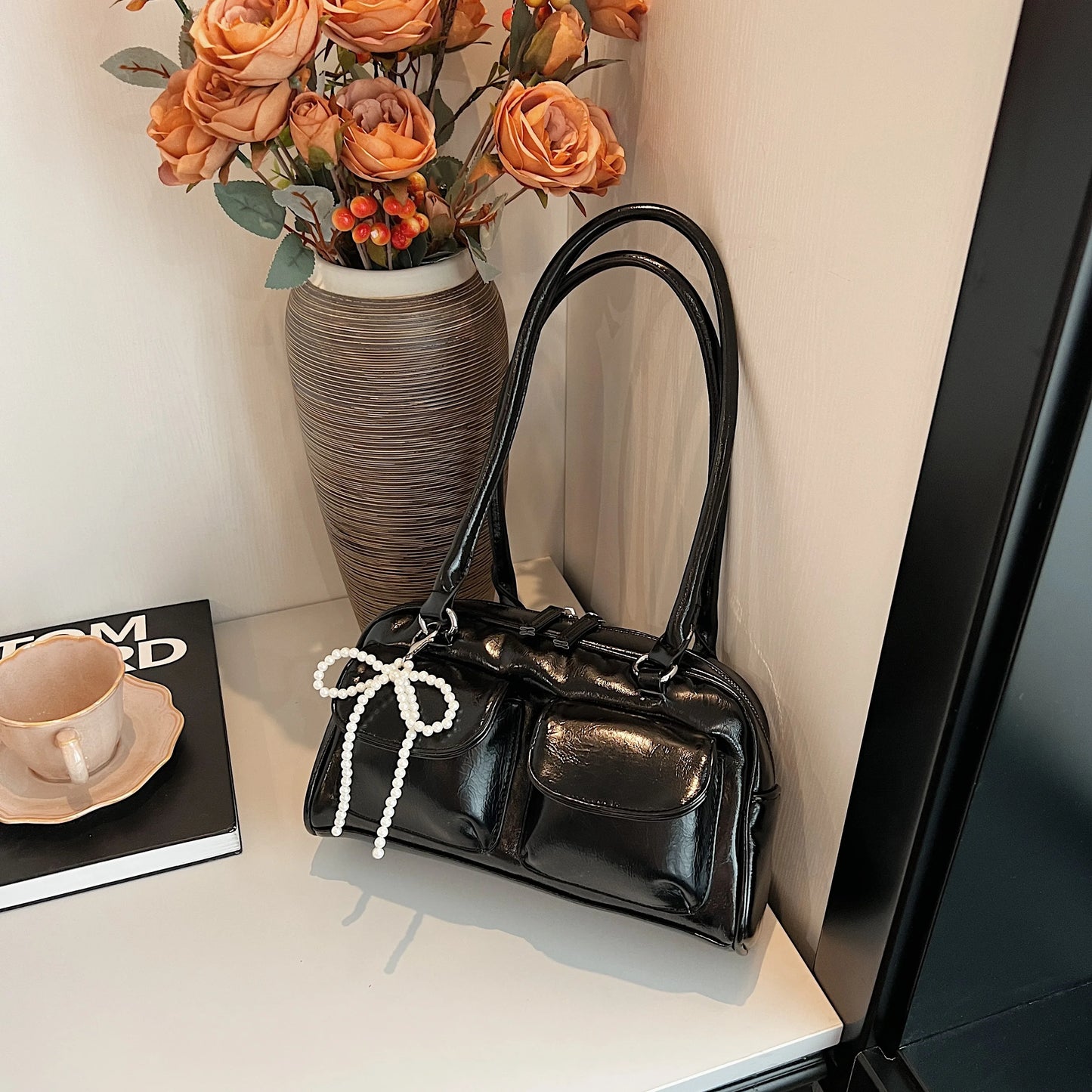 Temora Bow Shoulder Bag - Korean Fashion Pillow Bag for Women