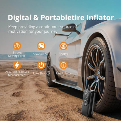 CARSUN Portable Digital Tire Inflator - Rechargeable Cordless Air Pump