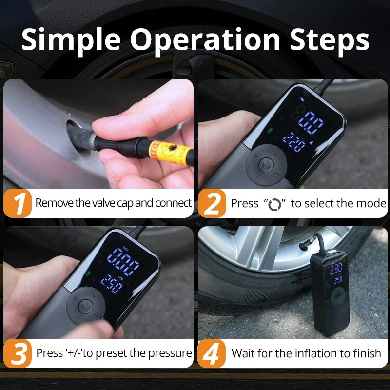 CARSUN Portable Digital Tire Inflator - Rechargeable Cordless Air Pump