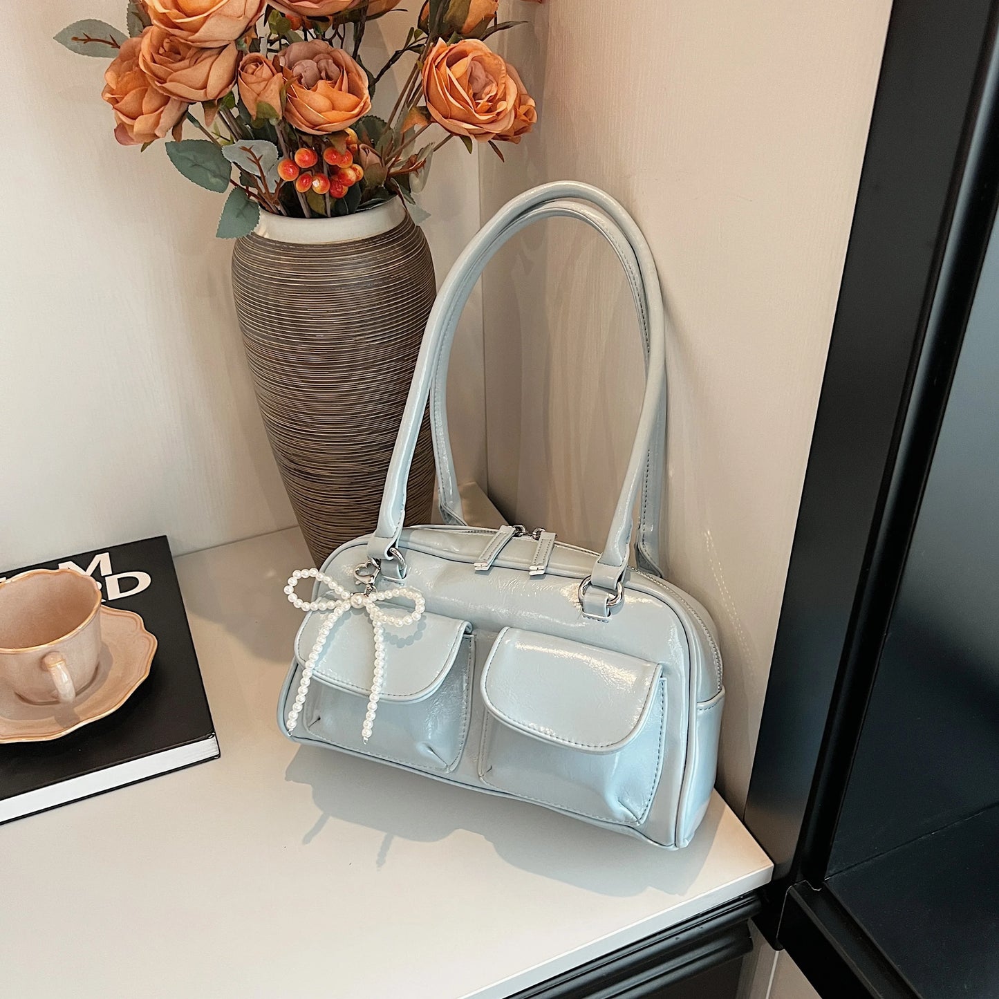 Temora Bow Shoulder Bag - Korean Fashion Pillow Bag for Women