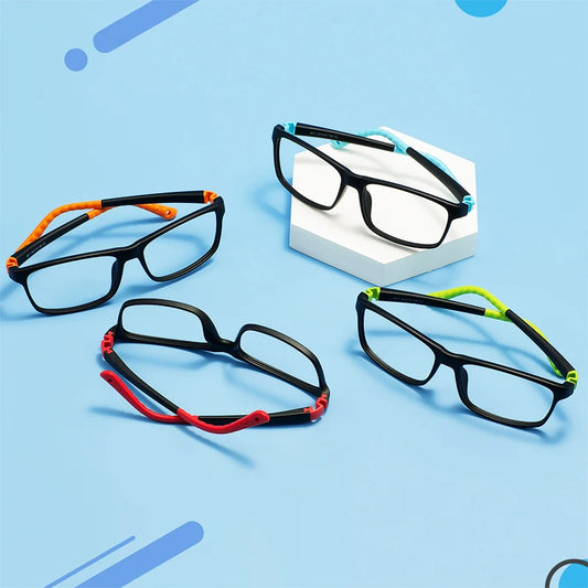TR90 Flexible Glasses Frame - Colorful Rectangular Eyewear for Boys & Girls with Prescription Lenses