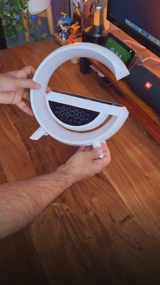Luminária Inteligente LED com Despertador Nascer do Sol, Bluetooth 5.0 e Carregador Wireless 15W